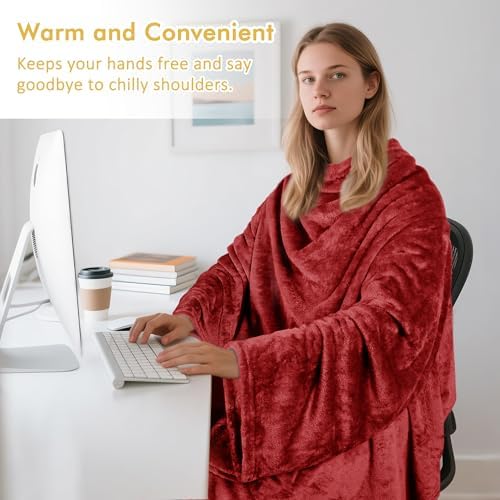 Catalonia Wearable Blanket with Sleeves for Women & Men, Fleece Wrap Throw - Image 4