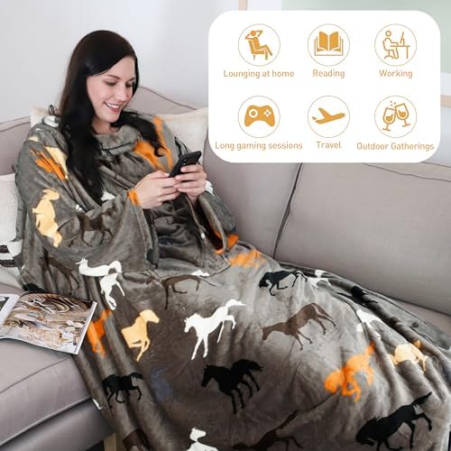 Catalonia Wearable Blanket with Sleeves for Women & Men, Fleece Wrap Throw - Image 4