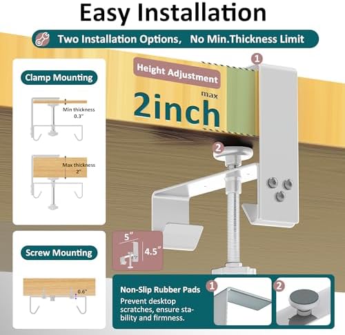 Extra Large 48" Under Desk Cable Management Tray for Standing Desk, No Drill Clamp On Wire Hider, Heavy Duty Anti-Sag Cord Organizer, Cable Tray for Studio & Dual Monitors (Beige, 48") - Image 3