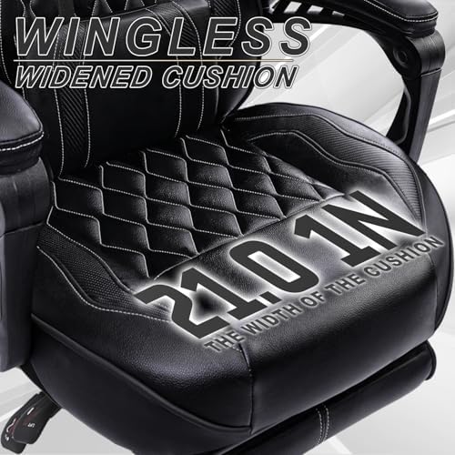 Vonesse Gaming Chair, Computer Office Chair with Footrest, Reclining Gaming Chairs for Adults, Big and Tall Ergonomic Gaming Chair with Lumbar Support and Massage (Black) - Image 4