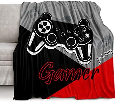 lirs Bedding Gaming Throw Blanket 80" x 60’’ Super Soft, Fleece, Gamer Gift for Couch Sofa for for Kids Boys Teens Video Game (MT-A03, 80’’x60) by lrisBedding