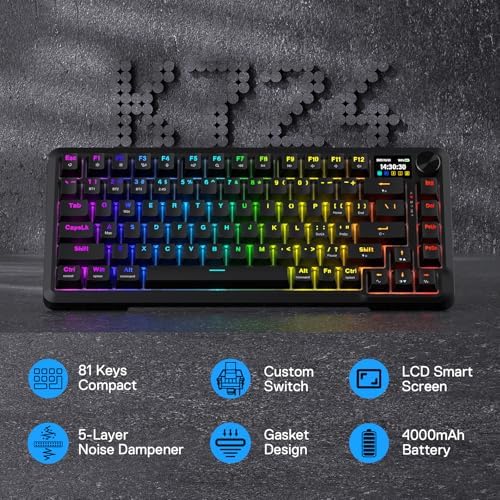 Redragon K724 PRO Wireless 81-Key Gasket Gaming Keyboard with Screen & Knob - Image 2