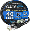 Cat 6 Ethernet Cable 40 ft, Indoor&Outdoor, High Speed 10Gbps 24AWG Pure Copper Internet Network Cable, Pure Copper Ethernet Patch Cable Long, PoE Computer LAN Cable for Router, Modem, PS5/4, Black by CableGeeker