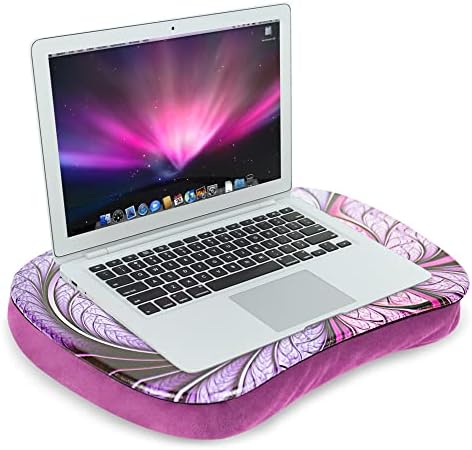 Lap Laptop Desk - Portable Lap Desk with Pillow Cushion, Fits up to 15.6 inch Laptop for Home Office Students Use as Computer Laptop Stand, Book Tablet(1-Purple Flower) - Image 2