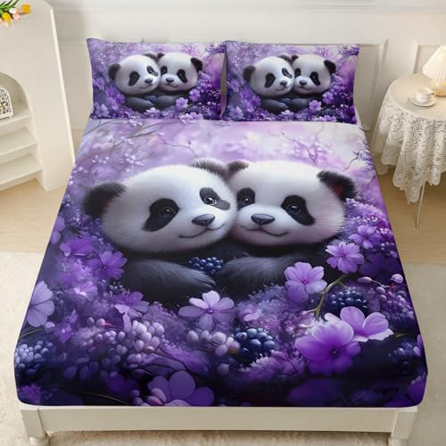 HOSIMA Kids Cute Panda Bedding Sets Full,1 Fitted Sheet+2 Pillowcases. - Image 2