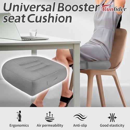 Car Booster Thick Height Adjustable Seat Cushion with Breathable Mesh Cover, Portable Seat Cushion for Driving, Office Chairs Wheelchairs Trucks SUV's and Home Use Gray - Image 7