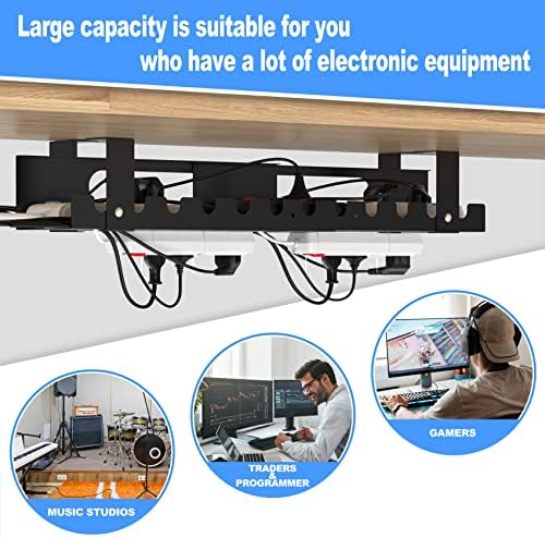2PACKS Cable Management Under Desk Tray Adjustable Large Under Table Cord Wire Organizer for Standing Desk - Image 6