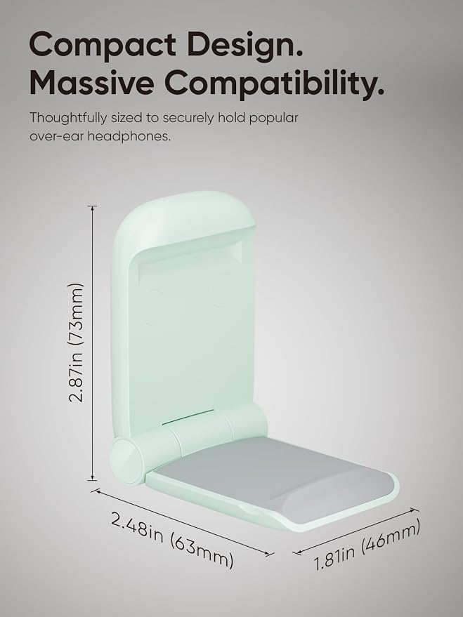 MAMUVIMO Headphone Stand, 2 Pack Headset Stand Foldable＆Sticky, Headphone Holder Hook Mount with Non-Slip Silicone, Adhesive Earphone Desk Hanger Clip Space-Saving for Airpods Max, All Earphones-Green - Image 7