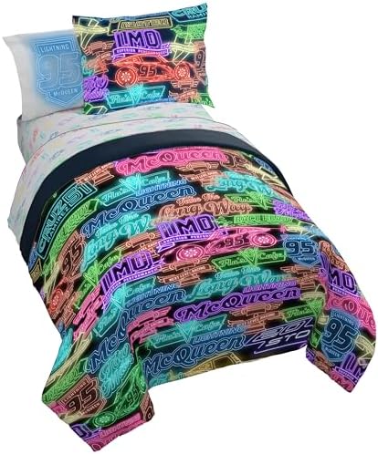 Disney Pixar Cars McQueen Full Size Comforter Set 7 Piece Bedding, Black by JayFranco