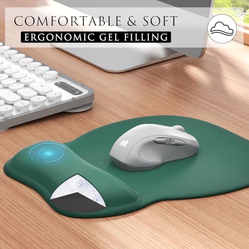 MROCO Ergonomic Mouse Pad with Gel Wrist Rest, 9.4 x 8.1 in, Forest Green - Image 4