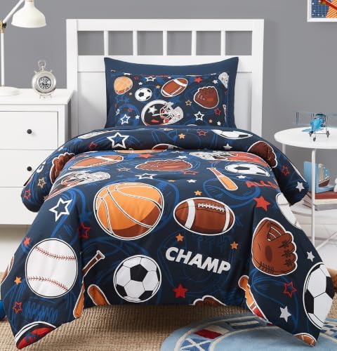 Twin Comforter Set for Boys - 5 Pieces Sports Bedding Twin Bedding Sets by KaleidoSpaceHomeCollection