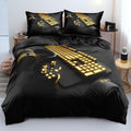 Twin Size Duvet Cover Set with Pillowcases, Bedding Set for Gamer Bedroom Decor – Gold Game Controller Print and Gold Gamepad Design – Perfect for Boys & Girls – Fun & Energetic Atmosphere by Holiyjog
