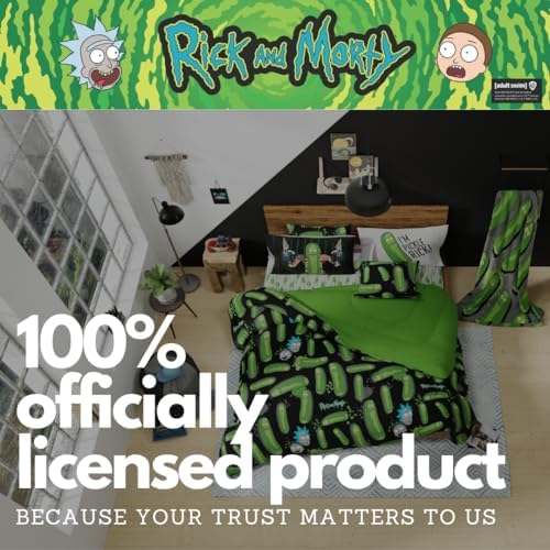 Rick & Morty Bedding 7 Piece Super Soft Cozy Reversible Comforter and Sheet Set with Sham, Full, (Officially Licensed Product) By Franco - Image 6
