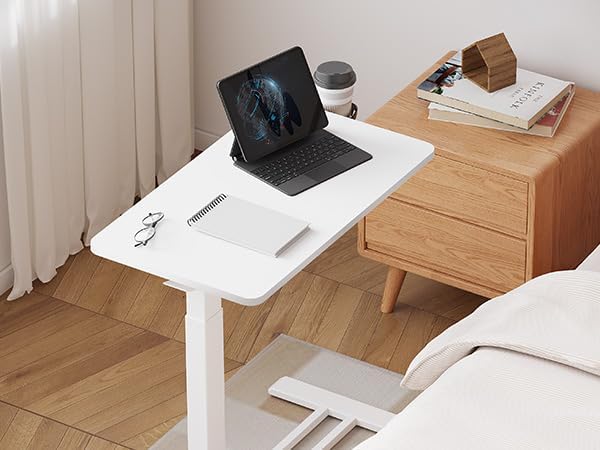 28'' Medical Overbed Bedside Table with Wheels,Rolling Table - Image 7