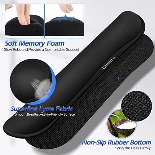 Gimars 4 in 1 Mouse Pad and Keyboard Wrist Rest Set, Large Mouse Pad with Memory Foam Wrist Support Pad for Desk with Coaster, Easy Typing Pain Relief, Gaming Office Home, 31.5x12 inch, Black - Image 6