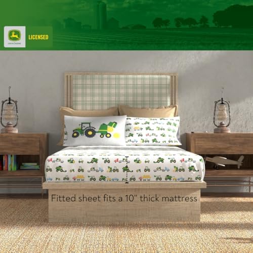 Franco Kids John Deere Farm Equipment Bedding 5 Piece Super Soft Comforter and Sheet Set, Full, (Officially Licensed Product) - Image 6