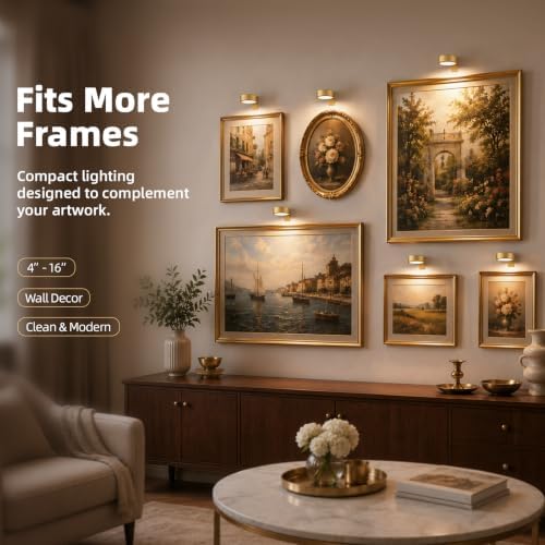 EZVALO Picture Lights for Wall, Rechargeable Battery Magnetic Poster Lights with 3 Color Temps & 12 RGB, Remote Dimmable Timer Light, Wall Decor Light for Art Display (6 Pack with Charging Station) - Image 2
