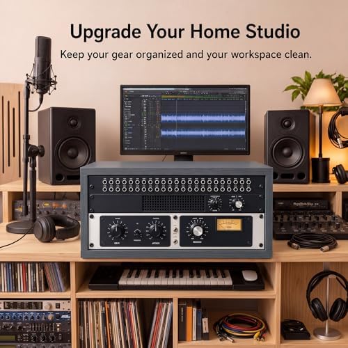 AceOrbit 4U Wooden Studio Rack for Pro Audio Gear 4u Audio Rack Case in Oak Finish Compact Efficient Desktop Storage Protect Equipment Studio Control Home Room Use(Gray) - Image 5