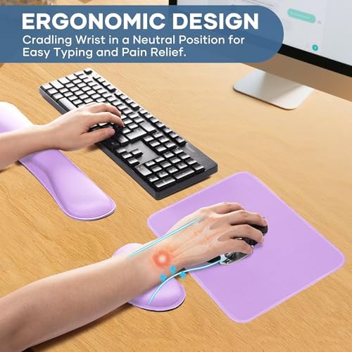Office Ergonomic Memory Foam Computer Mouse and Keyboard Wrist Rest pad Support Carpal Tunnel, Wrist Rest for Keyboard and Mouse, Wrist Support Set - Image 5
