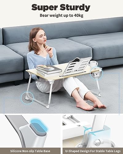 SAIJI Folding Bed Desk for Laptop, Extra Large Folding Bed Tray Table - Image 4