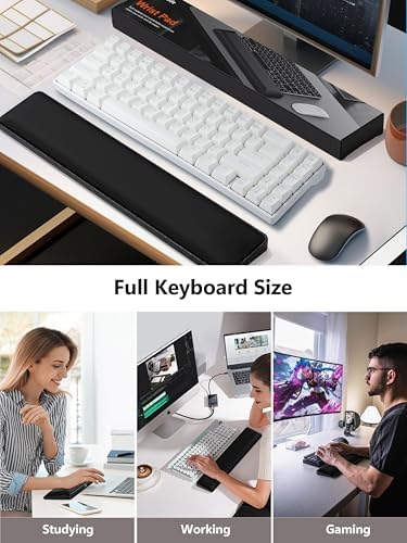 Cooling Gel Keyboard Wrist Rest, Ergonomic 17.13” Full-Size Wrist Support | Relieve Pain, Prevent Injuries, Smooth & Soft Keyboard Non-Slip Palm Rest for Long Hours of Work, Gaming, Studying, Typing - Image 6