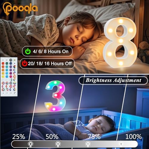 Pooqla 10th Birthday Decorations for Girls Boys, 35 Colors LED Light Up Numbers with Remote, Multicolor Marquee Numbers 10 Sign for Party Wedding Anniversary Decor 10th Birthday Gift, Number 10 - Image 4