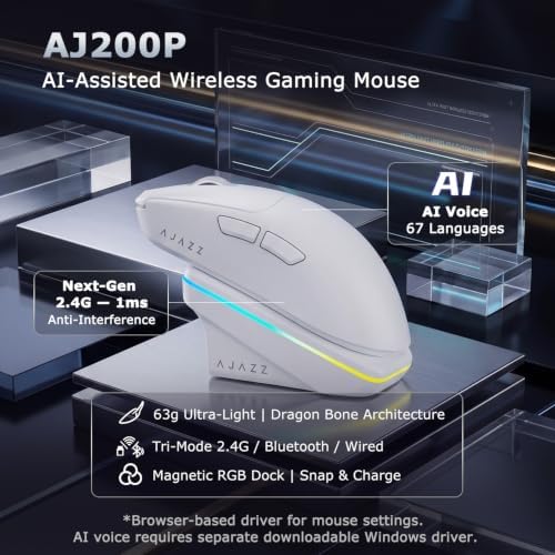 AJAZZ AJ200P MC 63g Ultra-Light Wireless Gaming Mouse, AI Voice Assistant - Image 2