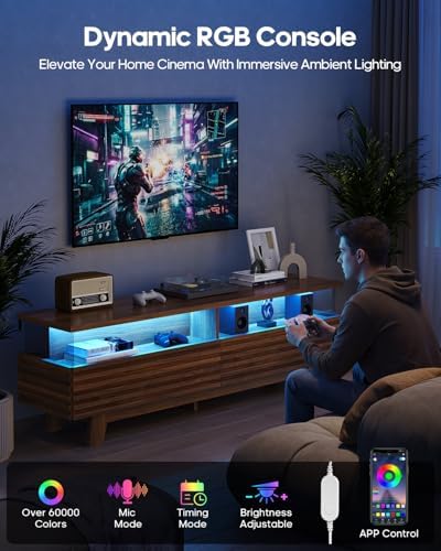 HAUOMS TV Stand for Living Room with Cable Management, Hidden Power Station - Image 3