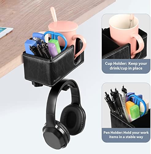 Under Desk Cup Holder Clamp on Cup Holder PU Leather Clip on Desk Organizer - Image 5