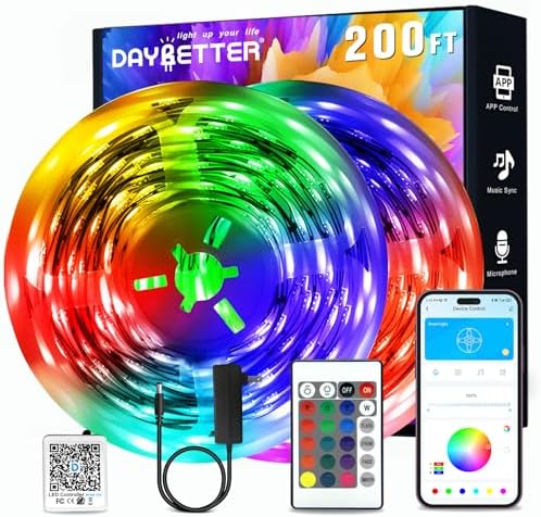 DAYBETTER Led Strip Lights 200 ft(2 Rolls of 100 ft) Smart Strips with App Control Remote, Led Lights for Bedroom, Music Sync Color Changing for Room Home Decor Party Festival by DAYBETTER