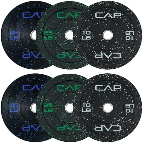 CAP 2-inch Olympic Bumper Plate Weight Set | 100-370 lbs | Multiple Colors | Storage Rack Optional by CAP