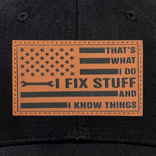 Hat for Men Women, Baseball Cap Gifts for Men Women, Adjustable Cotton Leather Patch Trucker Baseball Cap - Image 3