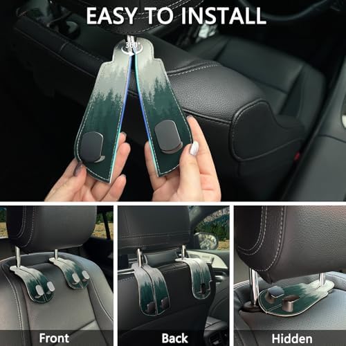 Blusabaca 2PCS Car Seat Headrest Hooks, Purses Bags Holder, Forest Trees - Image 6