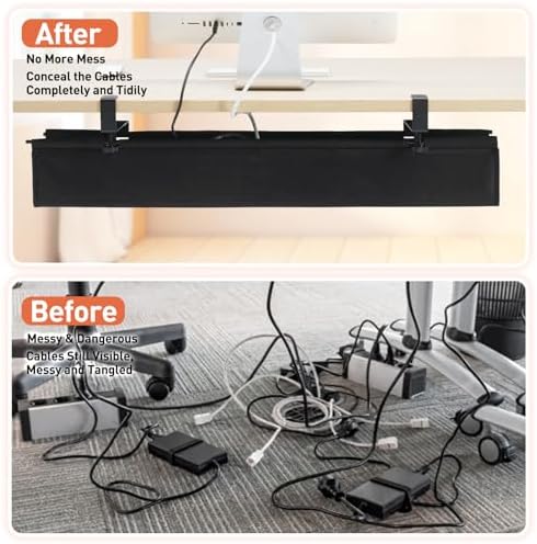 MAXECHO Under Desk Cable Management Tray 36" - Clamp on Wire and Cable Organizer for Storage and to Hide Cords - Ideal for Home Office - Premium Black Fabric Design - Image 5