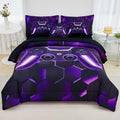 URBONUR 6Pcs Kids Gaming Comforter Set Queen Size for Teen Boy Black Purple by URBONUR