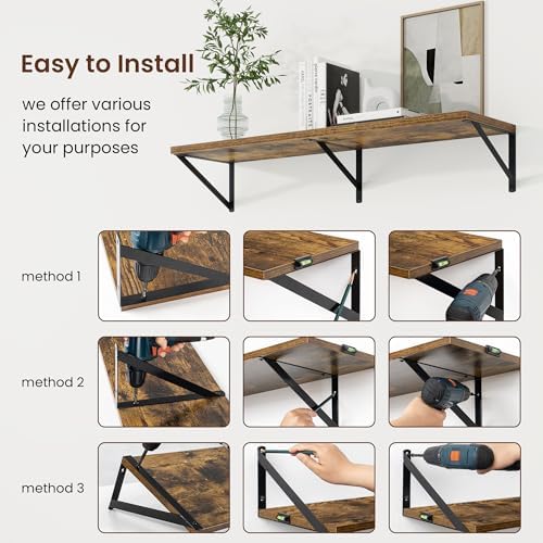 Axeman Deep Floating Shelves, 55'' x 10'' Brown Wall Shelves Set of 2 - Image 6