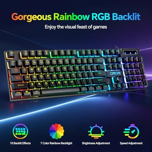 Gaming Keyboard and Mouse, Headset, Mouse Pad Combo, 10 RGB Backit Effects - Image 2