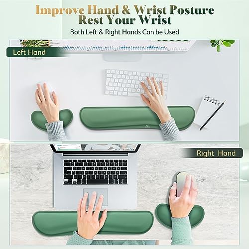 Gimars Upgrade Enlarge Silky and Superfine Fabric Gel Memory Foam Keyboard Wrist Rest Set, Ergonomic Keyboard Mouse Wrist Support for Typing Pain Relief, Comfort for Office, Gaming, Computer - Image 6