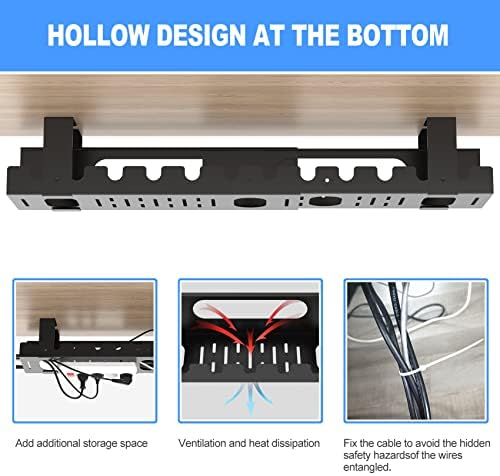 2PACKS Cable Management Under Desk Tray Adjustable Large Under Table Cord Wire Organizer for Standing Desk - Image 4