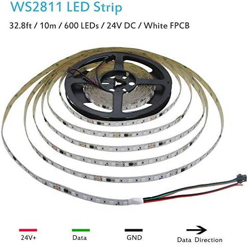 ALITOVE RGB LED Strip Light 32.8ft 24V WS2811 Addressable RGB IC 600LEDs - Image 2