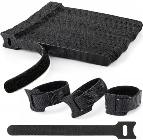 70 PCS 6 inch Cable Ties Reusable Cable Management Adjustable Cable Organizer, Cable Straps, Cord Wraps and Hook Loop Straps for Computer,Gaming, Wire, Desk- Home Office Essentials by LoopStraps