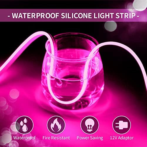 LED Neon Light Strip 16.4FT/5M- Bright, Non-Glaring & Waterproof Neon Rope Lights for Indoor & Outdoor Decor,【Power Adapter Included】 Pink,neon led Strip Lights - Image 3