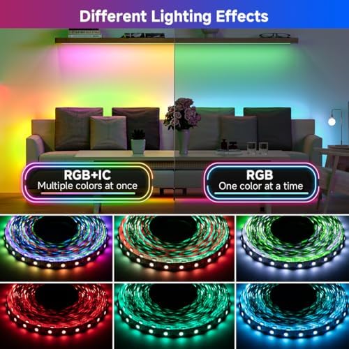 BTF-LIGHTING WS2812B IC RGB LED Strip,UL Listed,Pure Gold Wires,DC5V 16.4FT 150LED 5050SMD,Individually Addressable,Flexible for DIY Chasing Full Color Project,3M Tape,IP30(No Adapter or Controller) - Image 6