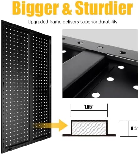 4 Pcs Metal Pegboard Panels 16x33in, Black Peg board Wall Organizer - Image 4