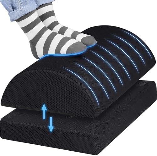 CushZone Foot Rest for Under Desk at Work, Black | 2-Height Adjustable Foot Stool for Office and Home, Office Desk Accessories, Ergonomic Foot Support by CushZone