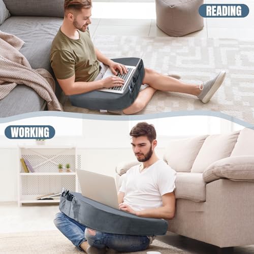 HOMBYS Extra Large Arm Rest Pillow for Adult Gaming,Lap Desk Pillow,Crochet Pillow for Lap Support,Foam Bed Rest Pillow for Reading (Dark Grey) - Image 2