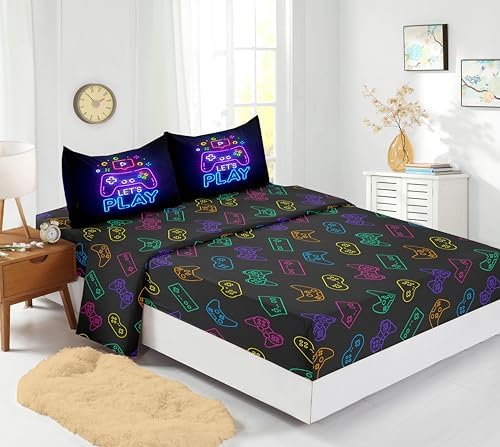 Gaming Comforter Sets Queen 6PCS,Queen Purple Bedding Sets for Boys,Gaming Comforter Set,Queen Size Bedding Sets for Boys,Bed in A Bag with Sheets(Queen,Purple Color) - Image 2