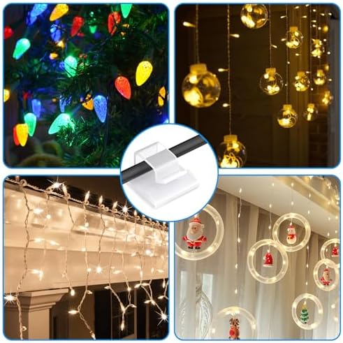 30 Pcs Adhesive Cable Clips for Cord Management Under Desk Nightstand Phone PC Charger Plug Speaker TV Cord Holder Keeper Hook Wall Wire Organizer Car Dash Cam Ethernet Christmas Light (Clear, Small) - Image 4