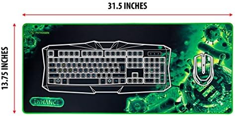Enhance Extended Large Gaming Mouse Pad - XL Mouse Mat (31.5" x 13.75") Anti-Fray Stitching for Professional Esports with Low-Friction Tracking Surface and Non-Slip Backing - Green - Image 6
