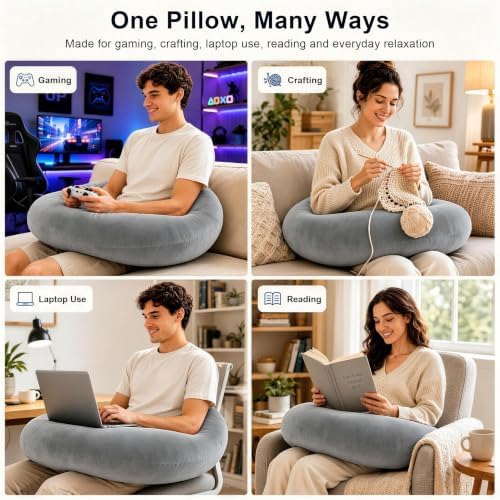 vamorry Gaming Pillow Arm Support Pillow for Bed & Sofa: Ergonomic U-Shaped Lap Pillow with Elbow Rest for Adults & Kids - Reduces Arm Pain & Fatigue During Gaming, Reading, Working & Crocheting - Image 4